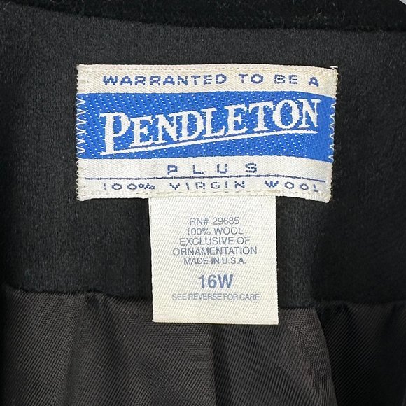 Vintage Pendleton Made in USA Black Velvet Trim Virgin Wool Blazer Suit Jacket - Picture 4 of 5